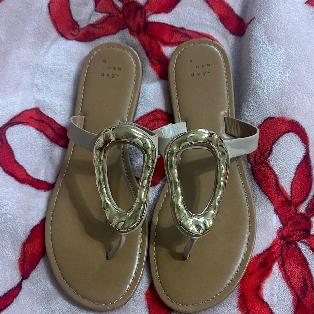 A New Day Metallic and Tan Women's Sandals